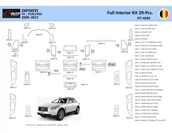 Infiniti FX S51 2009-2017 Súprava obloženia palubnej dosky WHZ interiéru 29 dielov - 1