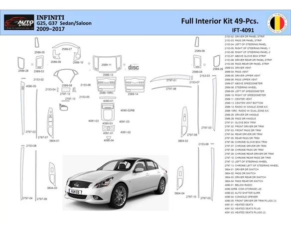 Infiniti G25 2009–2015 Interiér kabrioletu WHZ Súprava obloženia palubnej dosky 49 dielov - 1