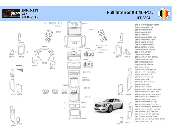 Infiniti G37 2008–2015 Sedan Interiér WHZ Súprava obloženia palubnej dosky 40 dielov - 1