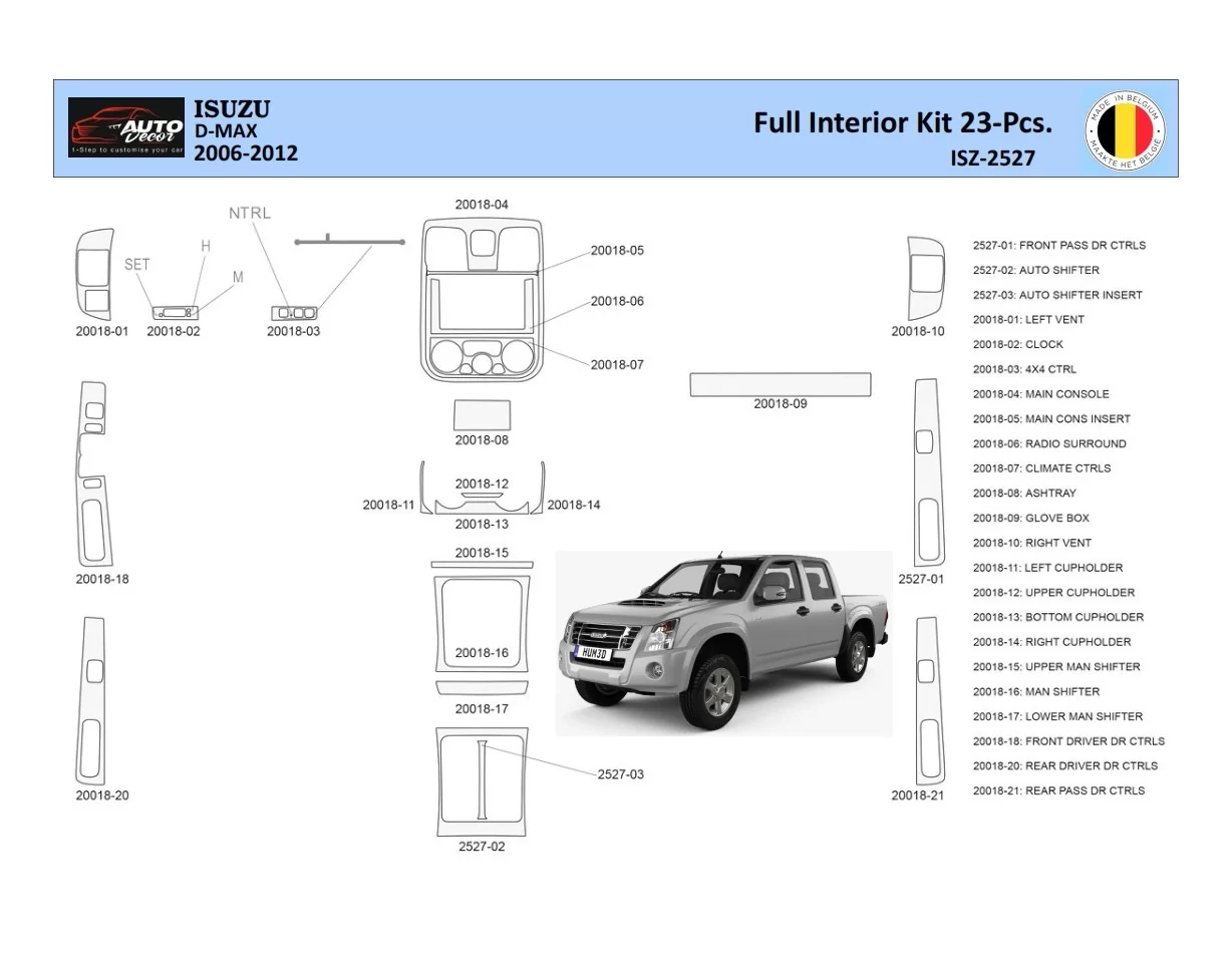 Sada obloženia palubnej dosky Isuzu D-Max Interior WHZ 23 dielov - 1