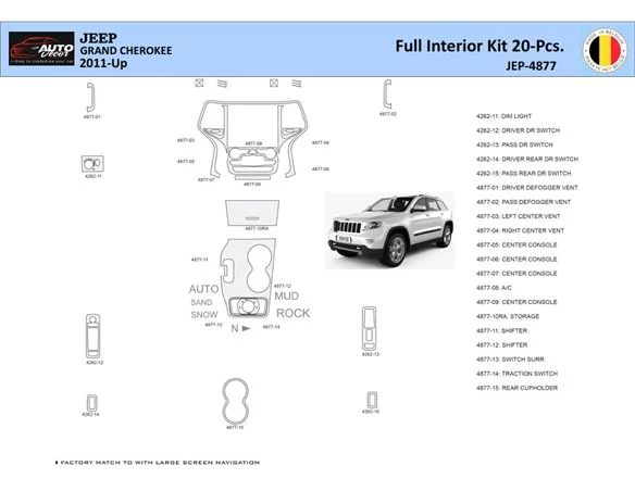 Jeep Grand Cherokee 2011-2020 Interiér WHZ Ozdobná súprava palubnej dosky 20 dielov - 1