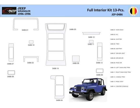 Jeep Wrangler 1996-1999 Súprava obloženia palubnej dosky WHZ 13 dielov interiéru - 1