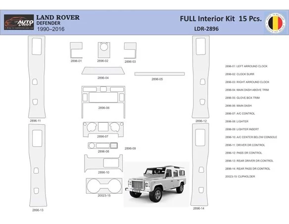 Súprava obloženia palubnej dosky Land Rover Defender 2008 WHZ 15 dielov - 1