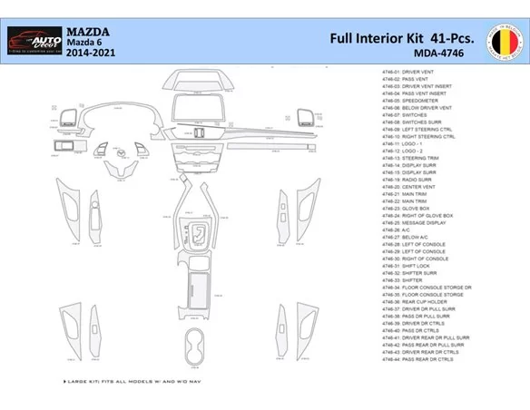 Mazda 6-2014-2021 Súprava obloženia palubnej dosky WHZ interiéru 41 dielov - 1