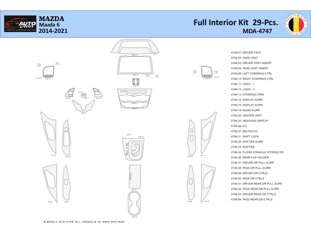 Mazda 6-2014-2021 Súprava obloženia palubnej dosky WHZ interiéru 29 dielov - 1