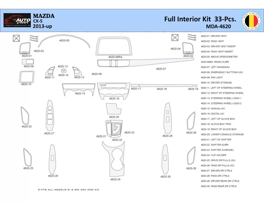 Mazda CX5 2013 Interiér WHZ Súprava obloženia palubnej dosky 33 dielov - 1