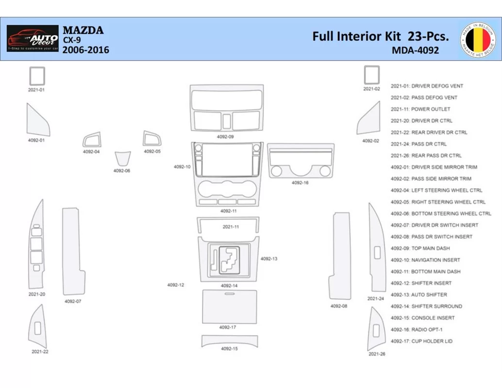 Mazda CX9 TB 2006-2016 Interiér WHZ Súprava obloženia palubnej dosky 23 dielov - 1