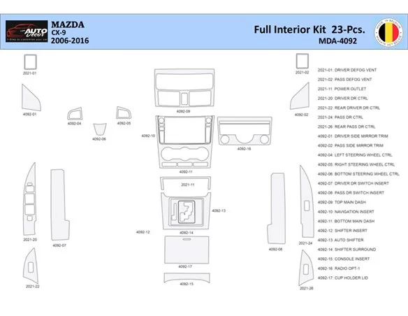 Mazda CX9 TB 2006-2016 Interiér WHZ Súprava obloženia palubnej dosky 23 dielov - 1