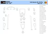 Mazda MX5 2000 Interiér WHZ Súprava obloženia palubnej dosky 23 dielov - 1
