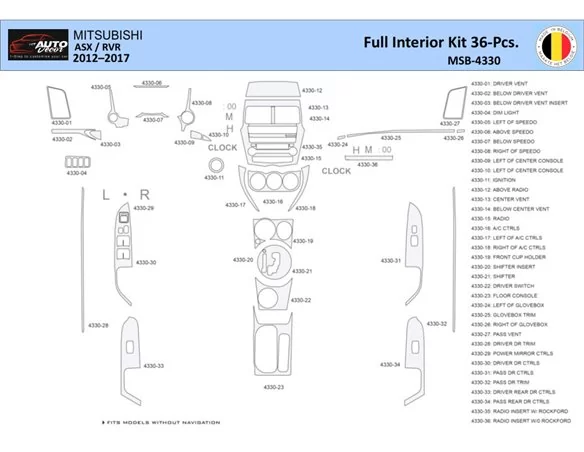 Mitsubishi ASX 2011 Interiér WHZ Súprava obloženia palubnej dosky 36 dielov - 1