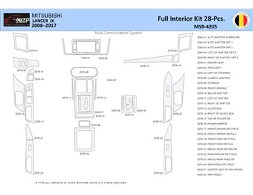 Mitsubishi Lancer-9-2007-2017 Súprava obloženia palubnej dosky WHZ interiéru 28 dielov - 1