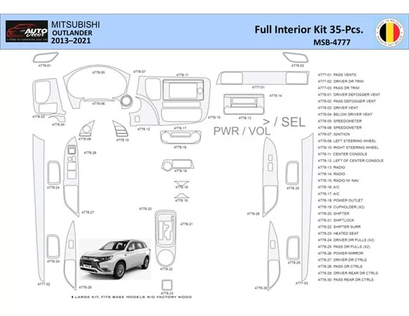 Mitsubishi Outlander 2013-2021 Interiér WHZ Súprava obloženia palubnej dosky 35 dielov - 1