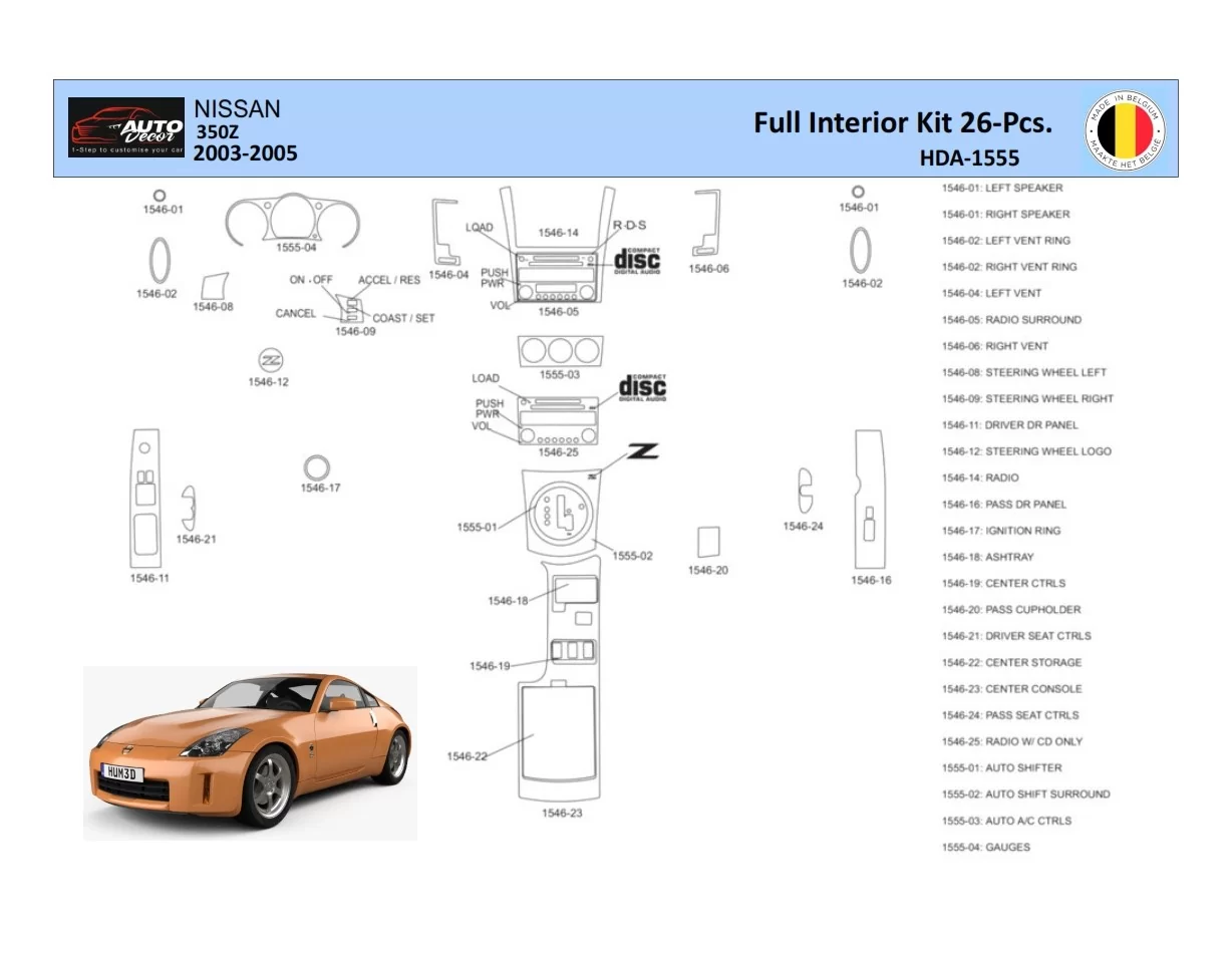 Nissan 350Z 2003-2005 Interiér WHZ Súprava obloženia palubnej dosky Diely - 1