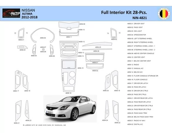 Nissan Altima 2012-2018 Súprava obloženia palubnej dosky WHZ interiéru 28 dielov - 1