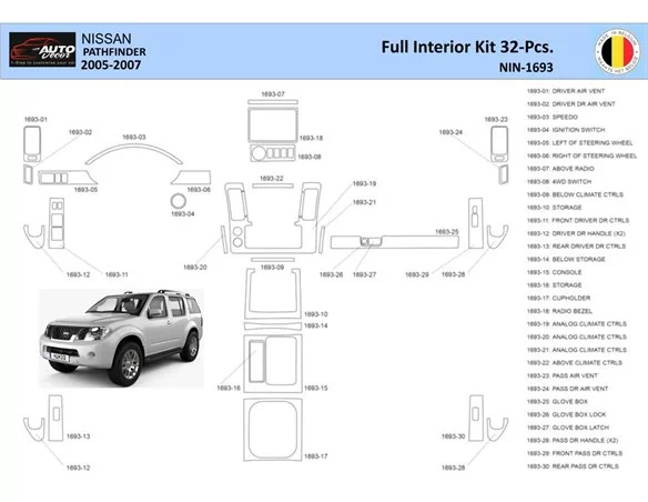 Nissan Pathfinder 205 Interiér WHZ Súprava obloženia palubnej dosky 32 dielov - 1