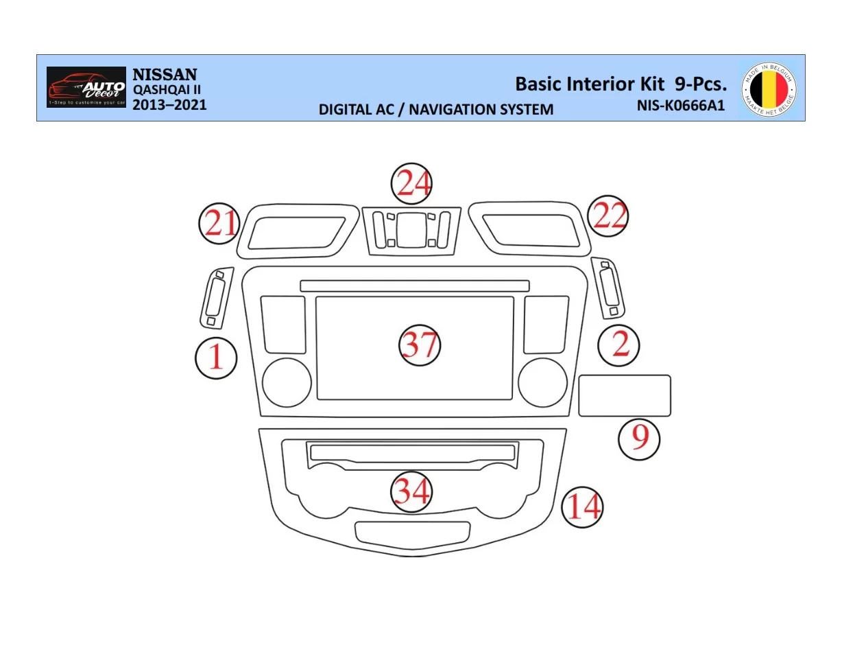 Súprava obloženia palubnej dosky Nissan Qashqai 2018 WHZ s 9 dielmi - 1