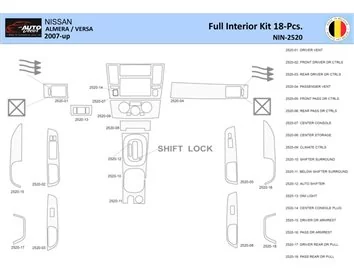 Nissan Versa-Almera 2007 Interiér WHZ Súprava obloženia palubnej dosky 18 dielov - 1