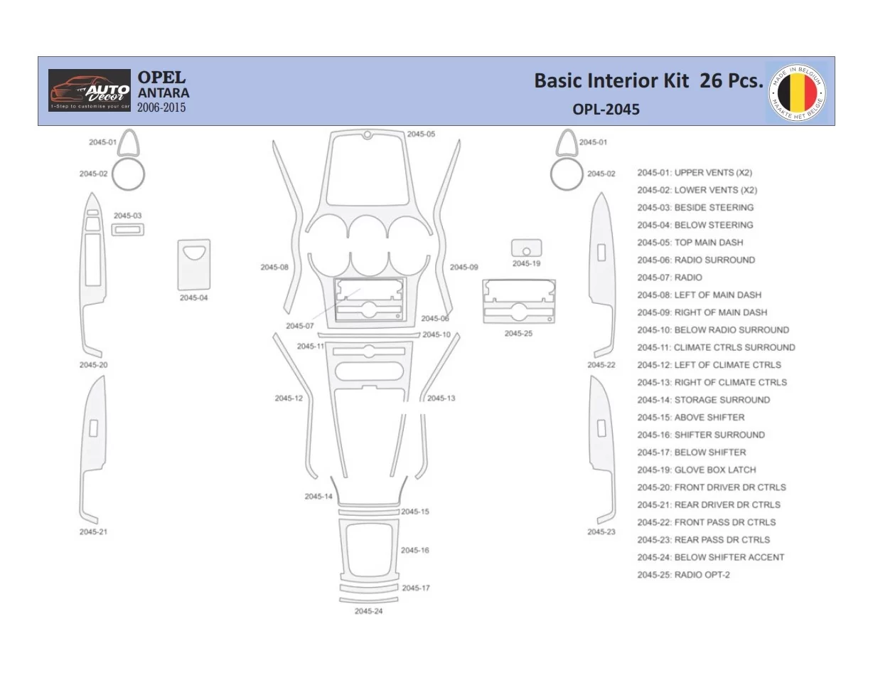 Opel Antara 2006-2015 Interiér WHZ Súprava obloženia palubnej dosky 26 dielov - 1