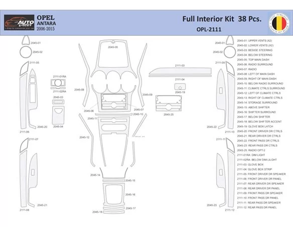 Opel Antara 2006-2015 Interiér WHZ Súprava obloženia palubnej dosky 38 dielov - 1