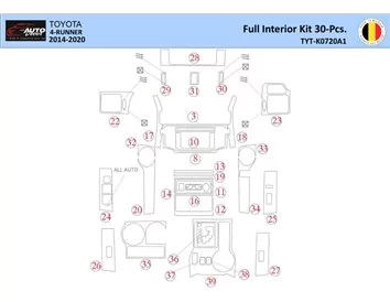 Súprava obloženia palubnej dosky Toyota 4Runner 2014 WHZ s 30 dielmi - 1