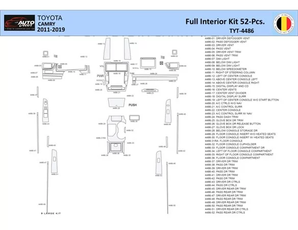 Súprava obloženia palubnej dosky Toyota Camry 2011-2019 interiéru WHZ 52 dielov - 1