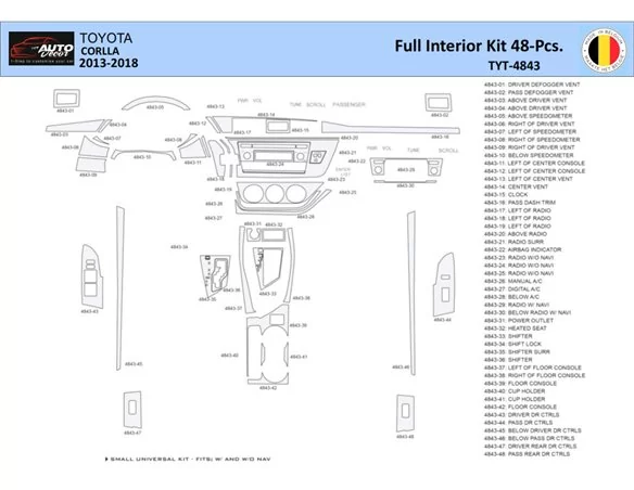 Súprava obloženia palubnej dosky Toyota Corolla 2013-2018 interiéru WHZ 48 dielov - 1