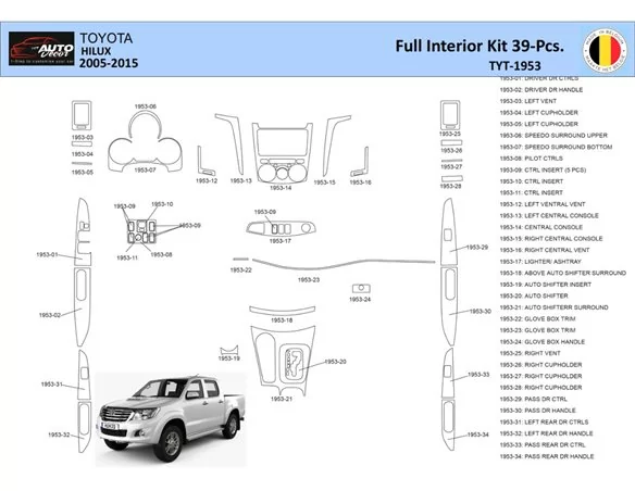Súprava obloženia palubnej dosky Toyota Hilux 2005 interiér WHZ 39 dielov - 1