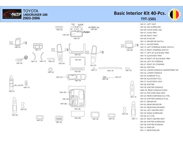 Súprava obloženia palubnej dosky Toyota LandCruiser 2002-2006 interiér WHZ 40 dielov - 1