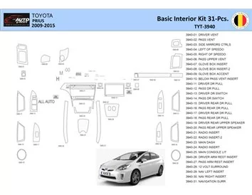 Súprava obloženia palubnej dosky Toyota Prius 2009-2015 interiéru WHZ 31 dielov - 1