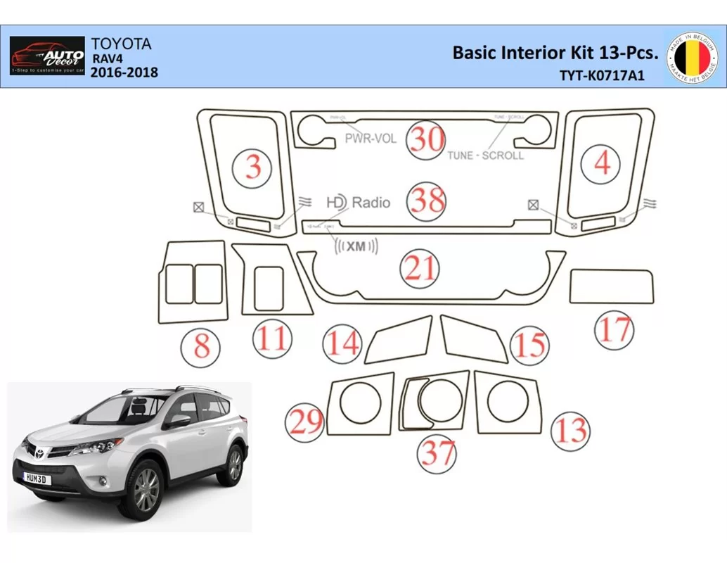 Súprava obloženia palubnej dosky Toyota RAV4 2015 WHZ 13 dielov - 1