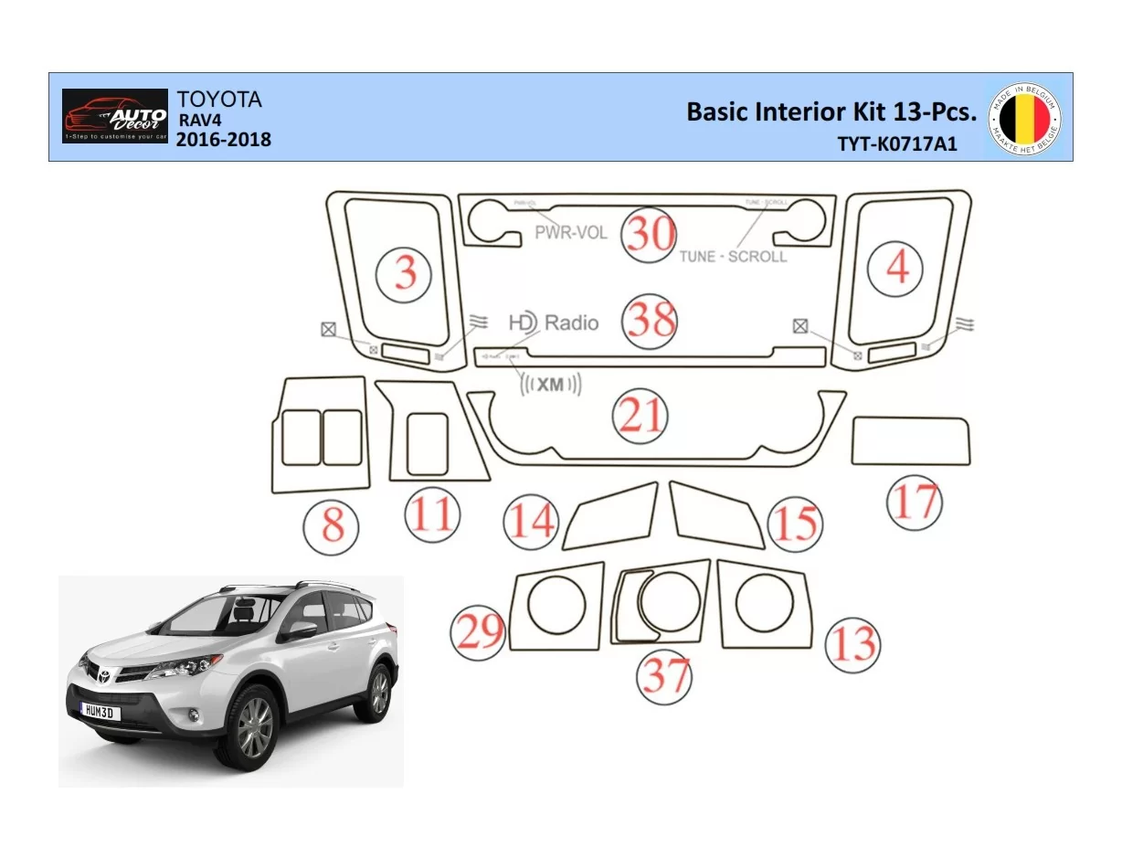 Súprava obloženia palubnej dosky Toyota RAV4 2015 WHZ 13 dielov - 1