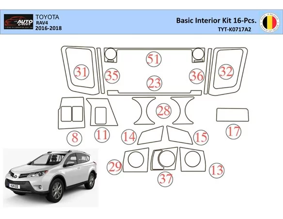 Súprava obloženia palubnej dosky Toyota RAV4 2015 WHZ 16 dielov - 1