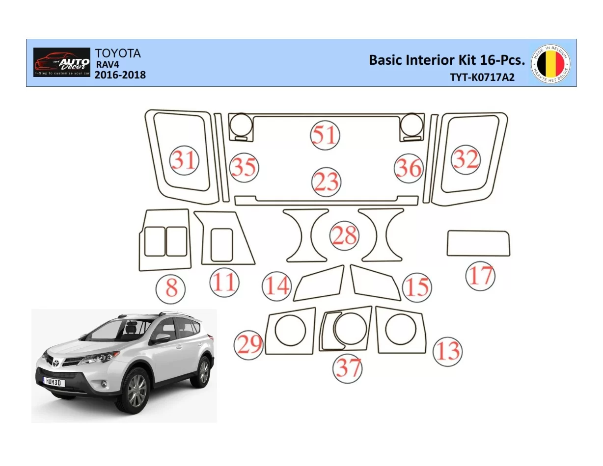 Súprava obloženia palubnej dosky Toyota RAV4 2015 WHZ 16 dielov - 1