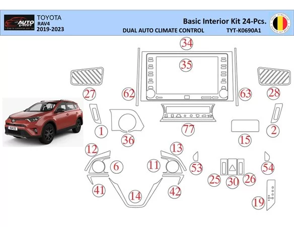 Súprava obloženia palubnej dosky Toyota RAV4 2019 WHZ 24 dielov - 1