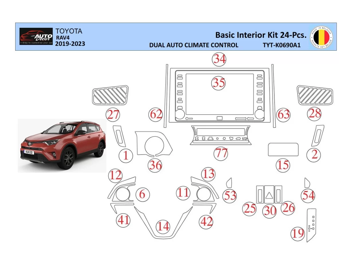 Súprava obloženia palubnej dosky Toyota RAV4 2019 WHZ 24 dielov - 1