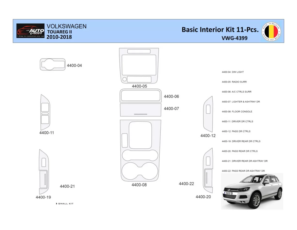 Volkswagen Touareg II 2010-2018 Interiér WHZ Obloženie palubnej dosky 11 dielov - 1