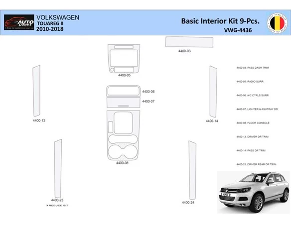 Volkswagen Touareg II 2010-2018 Interiér WHZ Ozdobná súprava palubnej dosky 9 dielov - 1