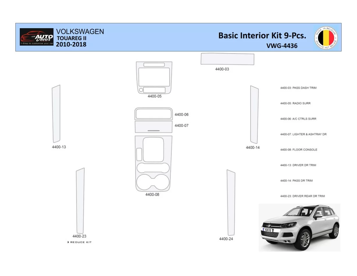 Volkswagen Touareg II 2010-2018 Interiér WHZ Ozdobná súprava palubnej dosky 9 dielov - 1