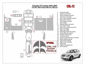 Chrysler PT Cruiser 2001-2005 Kompletná sada, s elektricky ovládanými spätnými zrkadlami, manuálna prevodovka, sada 23 dielov In