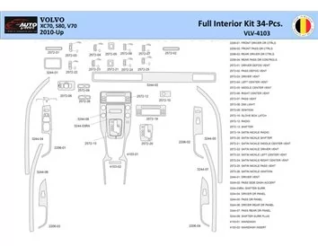 Volvo XC70-S80-V70-2008-2016 Interiér WHZ Súprava obloženia palubnej dosky 34 dielov - 1