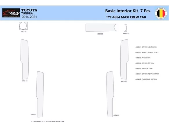 Súprava obloženia palubnej dosky Toyota Tundra 2014-2021 interiéru WHZ 7 dielov - 1