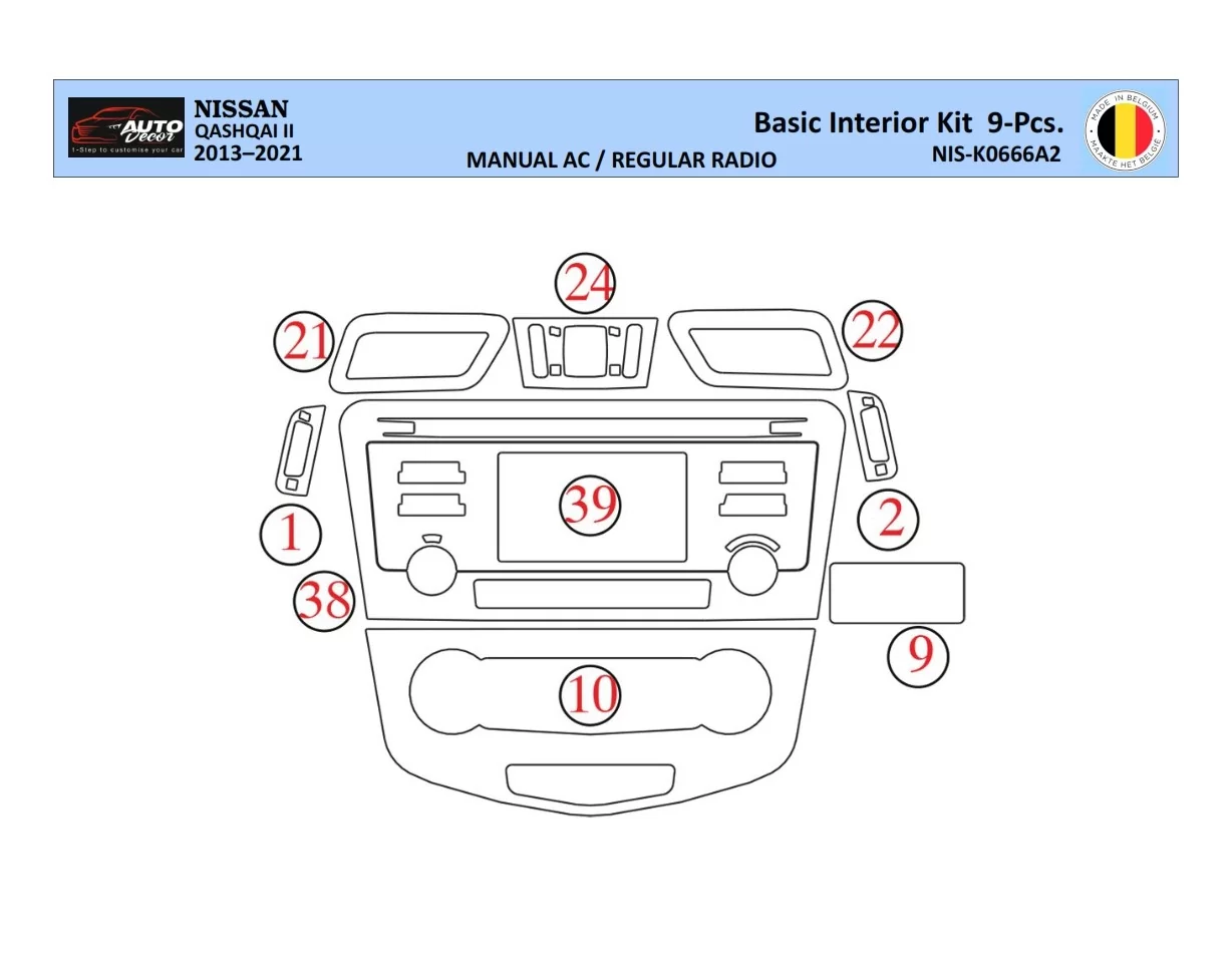 Súprava obloženia palubnej dosky Nissan Qashqai 2018 WHZ s 9 dielmi - 1
