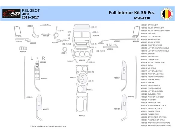 Peugeot 4008 2012-2017 Interiér WHZ Súprava obloženia palubnej dosky 36 dielov - 1