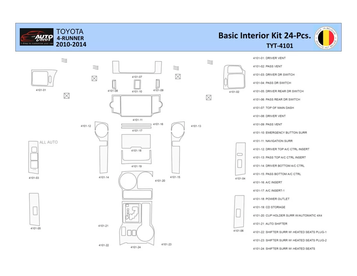 Toyota 4Runner 2010-2014 Interiér WHZ Súprava obloženia palubnej dosky 33 dielov - 1