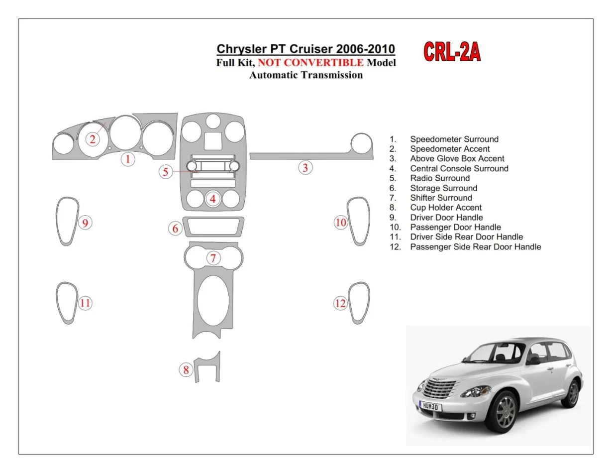 Chrysler PT Cruiser 2006-UP Kompletná súprava interiéru BD Dash Trim Kit - 1