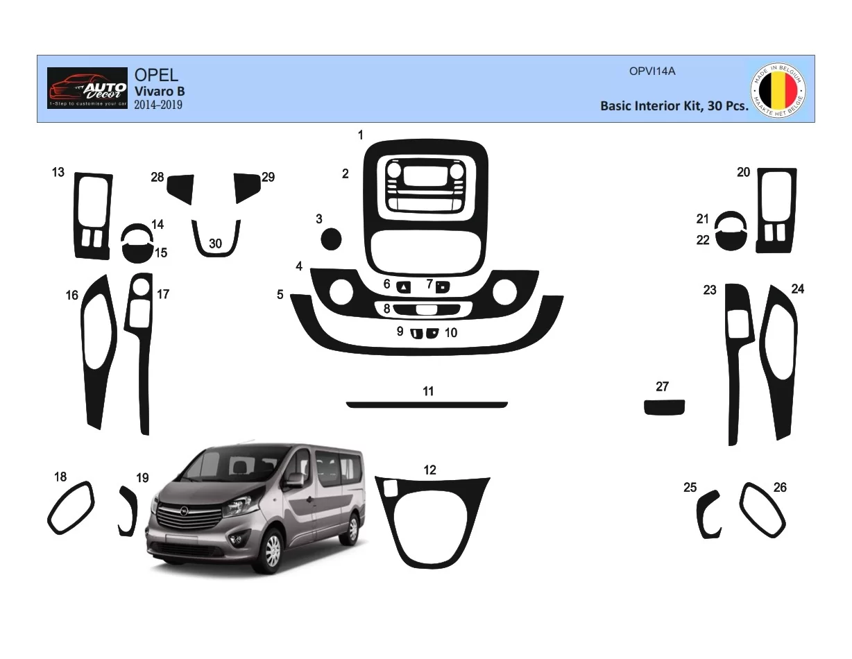 Fiat Talento 01.2015 Súprava obloženia palubnej dosky 3D interiéru Dekorácia palubnej dosky 30 dielov - 1