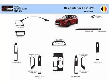 Ford Kuga III 2019-Up Interiér WHZ Súprava obloženia palubnej dosky 20 dielov - 1