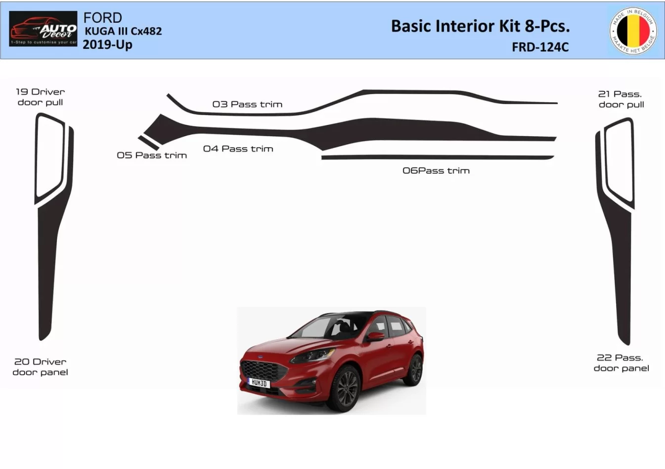 Ford Kuga III 2019-Up Interiér WHZ Súprava obloženia palubnej dosky 8 dielov - 1