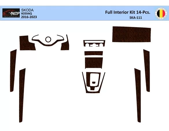 Skoda Kodiaq 2018 3D súprava obloženia palubnej dosky interiéru 14-dielna súprava obloženia palubnej dosky