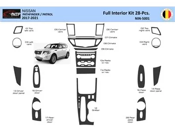 Nissan Pathfinder Patrol 2017-2021 interiérová súprava obloženia palubnej dosky WHZ 28 dielov - 1